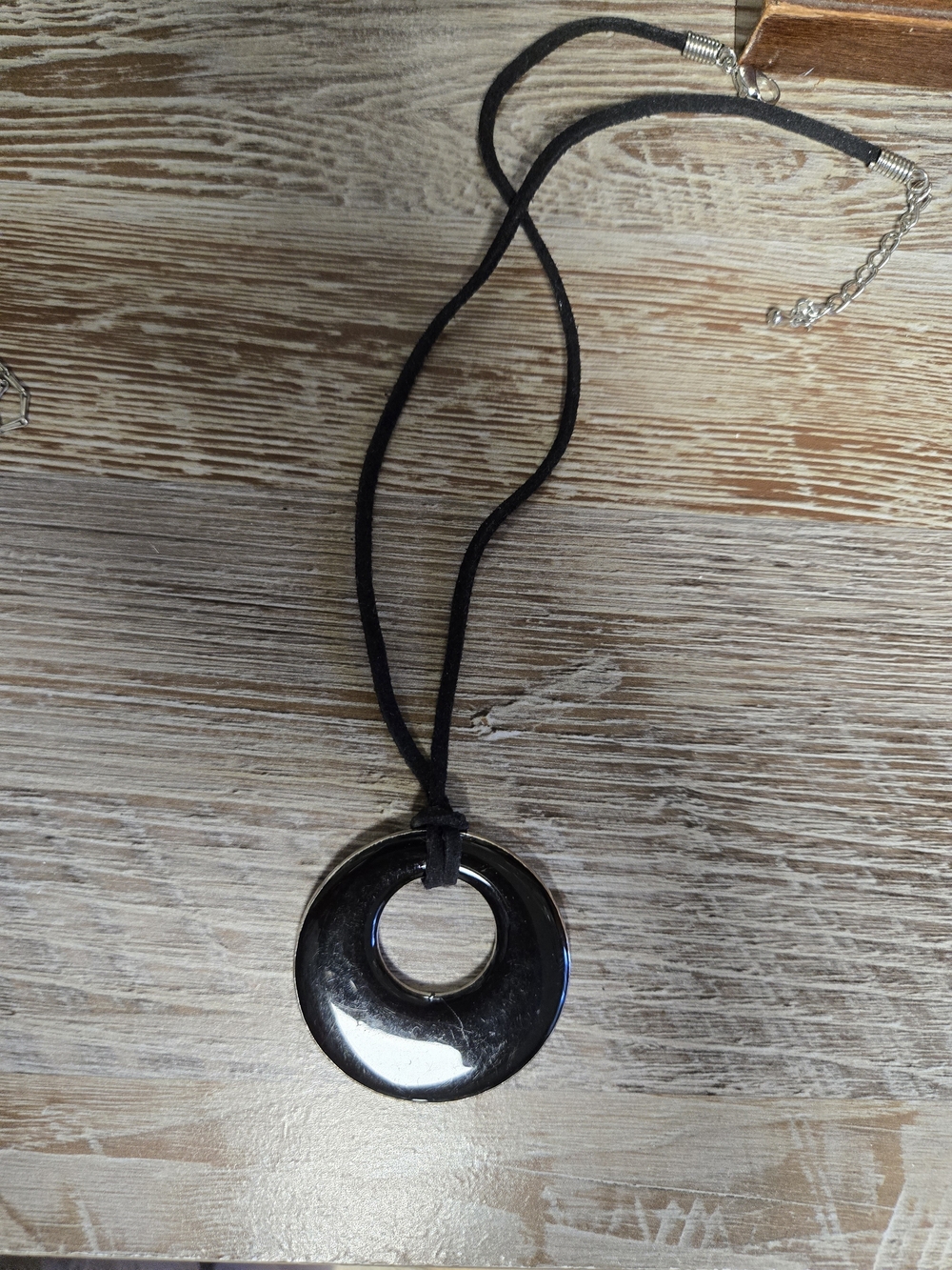 Classic Black Donut Pendant Necklace for Women